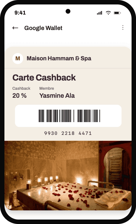Carte cashback — Maison Hammam & Spa