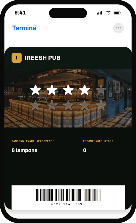 Carte de tampons Ireesh Pub